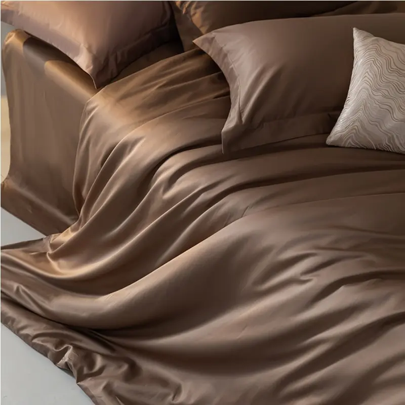 1pc Dark Coffee Comforter Cover,Cool Natural Lyocell Plain Duvet Cover,Bamboo Fiber Bed Linens,EU King, No Sheet and Pillowcase