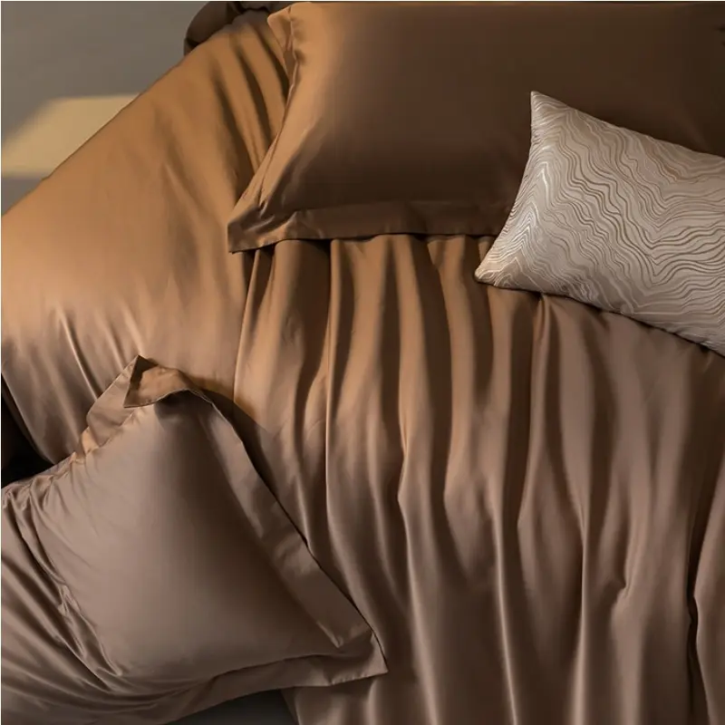 1pc Dark Coffee Comforter Cover,Cool Natural Lyocell Plain Duvet Cover,Bamboo Fiber Bed Linens,EU King, No Sheet and Pillowcase