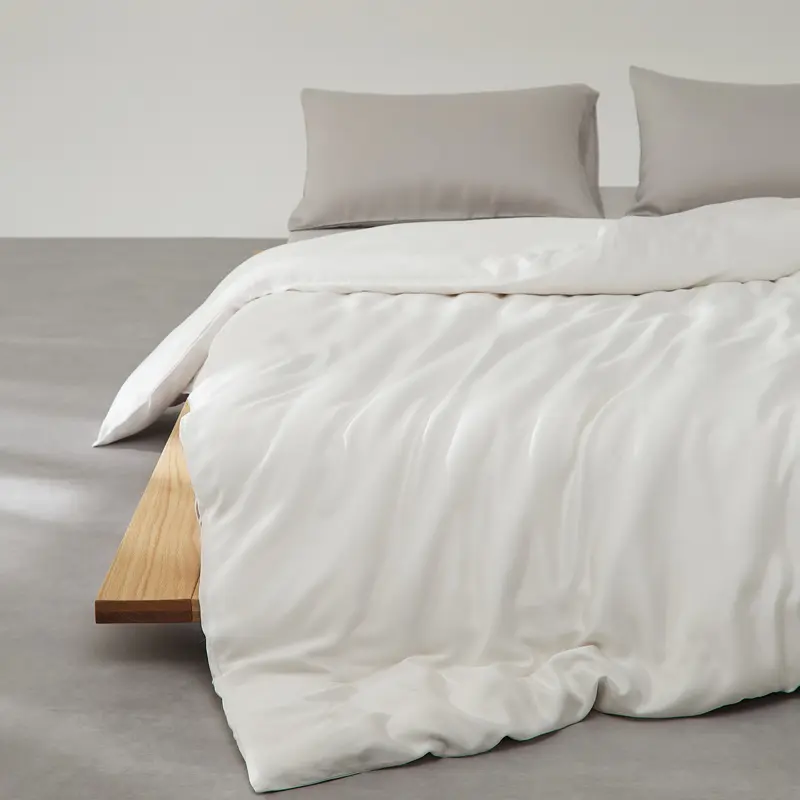 Off White Lyocell Bamboo Duvet Cover ,Ten cel Silky Quilt Cover,Summer Cool Comforter Bag For single Double bed King 220*240*1pc