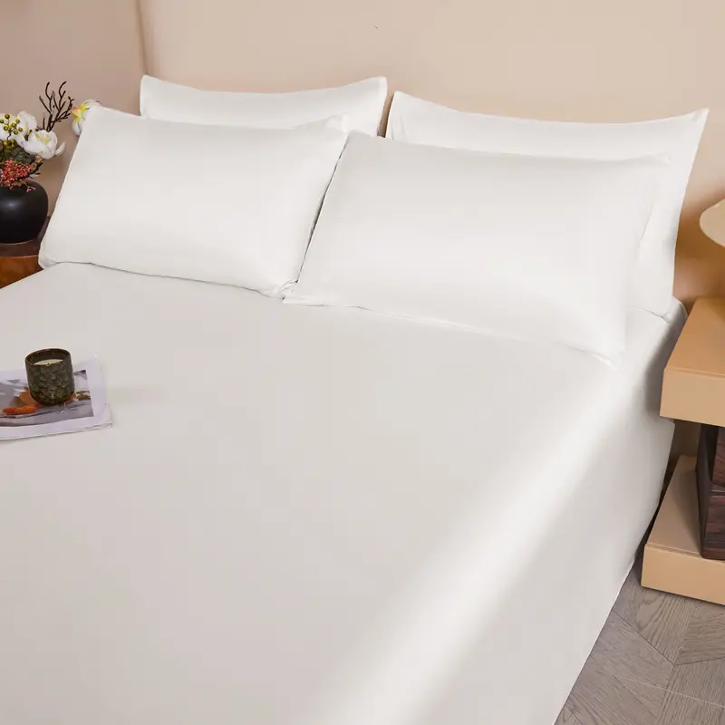 3pcs Queen Duvet Cover Set,Luxury Solid White Summer Silky Cooling Quilt Cover+Pillowcases,Queen Size Wedding Adult Bedding