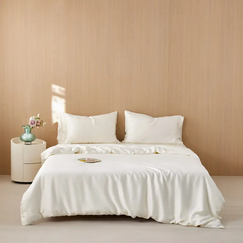 Off White Lyocell Bamboo Duvet Cover ,Ten cel Silky Quilt Cover,Summer Cool Comforter Bag For single Double bed King 220*240*1pc