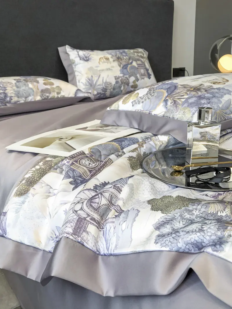 150*200cm Summer Quilt,Forest Tree Leaf Printing ,Purple Throw Blanket,Silky Air Condition Comforter,Single Home Patchwork