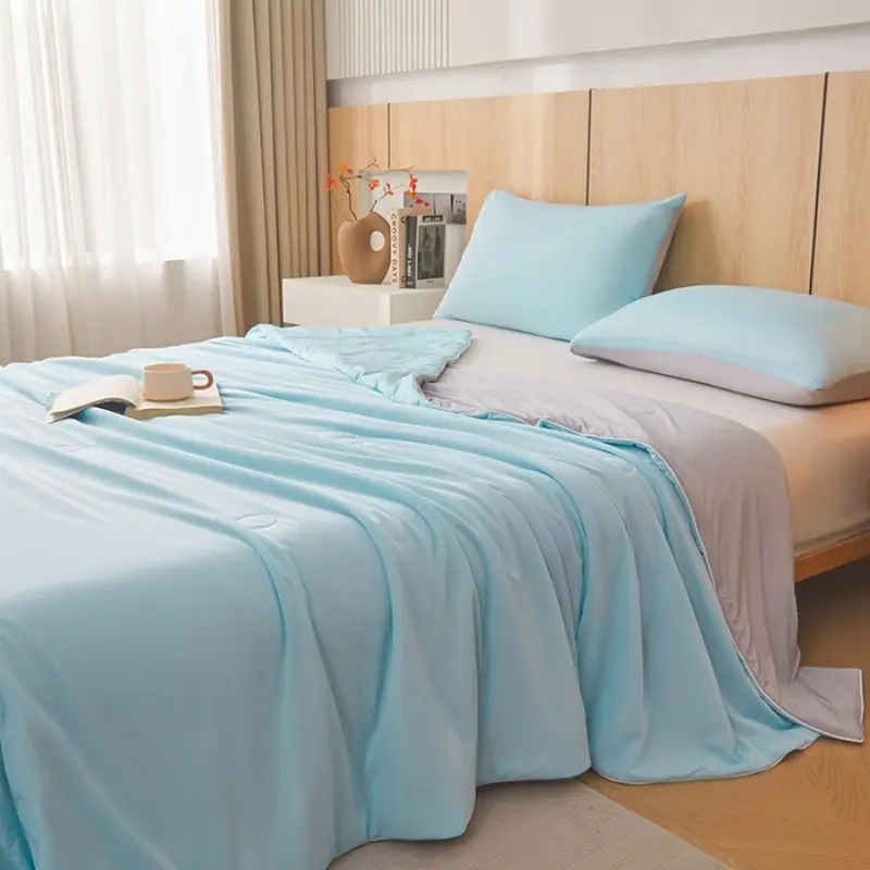 Blue Cooling Technology Summer Quilt, Soft Fresh Japan&Korean Cold Throw Blankets,Air Condition Comforter 150*200cm Patchwork