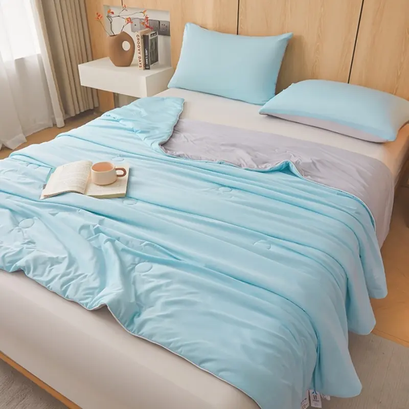 Blue Cooling Technology Summer Quilt, Soft Fresh Japan&Korean Cold Throw Blankets,Air Condition Comforter 150*200cm Patchwork