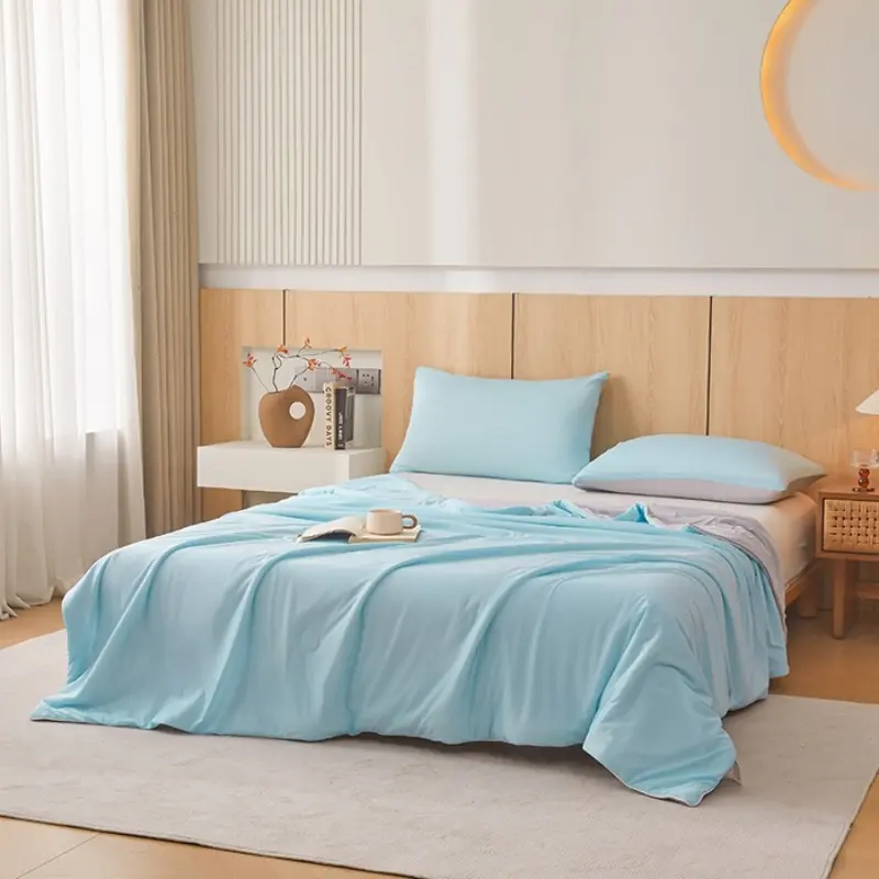 Blue Cooling Technology Summer Quilt, Soft Fresh Japan&Korean Cold Throw Blankets,Air Condition Comforter 150*200cm Patchwork