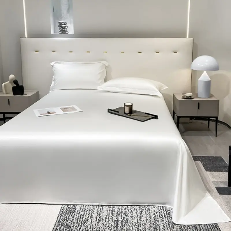 1pc Cooling Top Sheet,Stain Plain White Flat Sheet,Eucalyptus Fiber Home Bed Linens,Double Mattress Cover US King Big 274*259cm