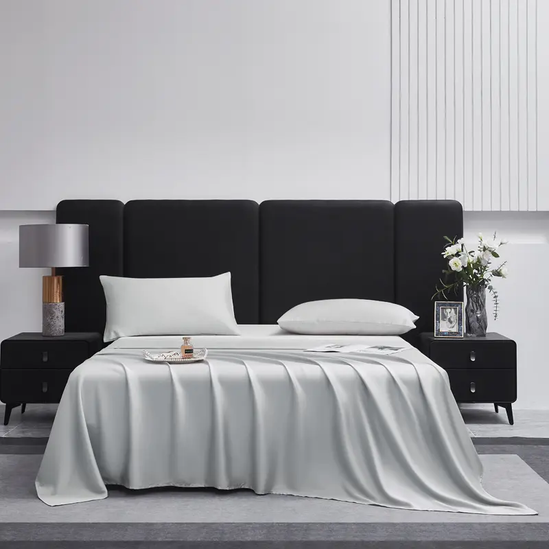 Grey Flat Sheet,Silky Lyocell Plant Fiber Top Sheet,Breathable Soft Home Adult Bed Linens 274*259cm/108*102in 1pc US King