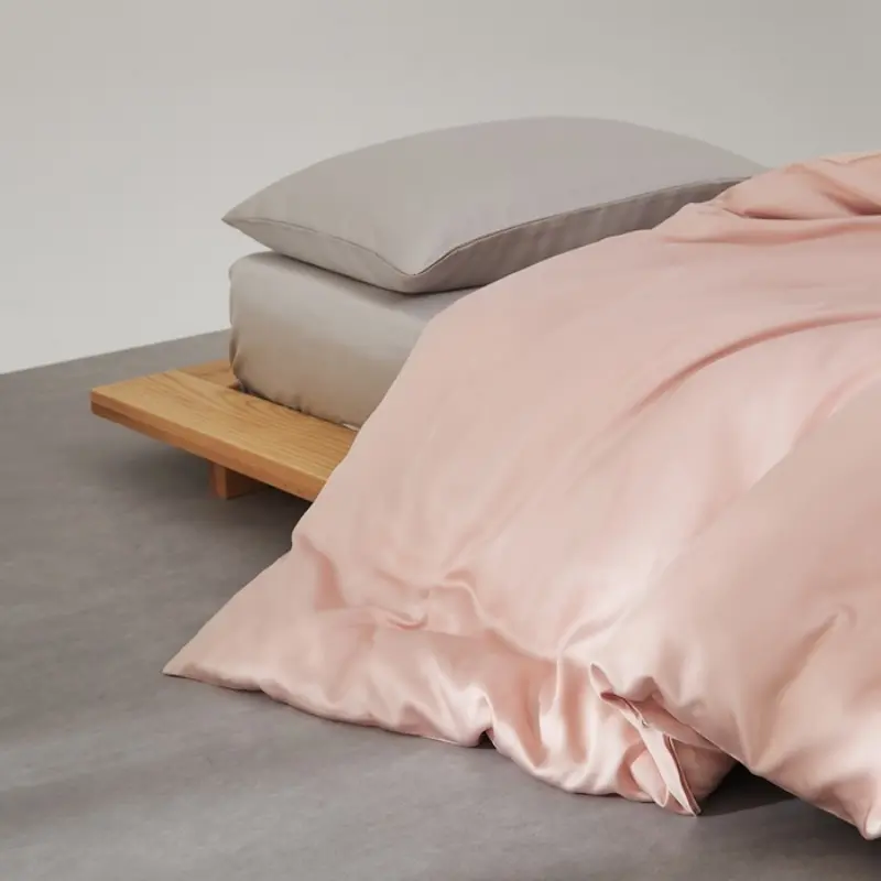 1pc Plain Pink Lyocell Fiber Fitted Sheet, Mattress Cover with 360 Elastic Band,Breathable Silky Natural Plant Fiber Bed Linens