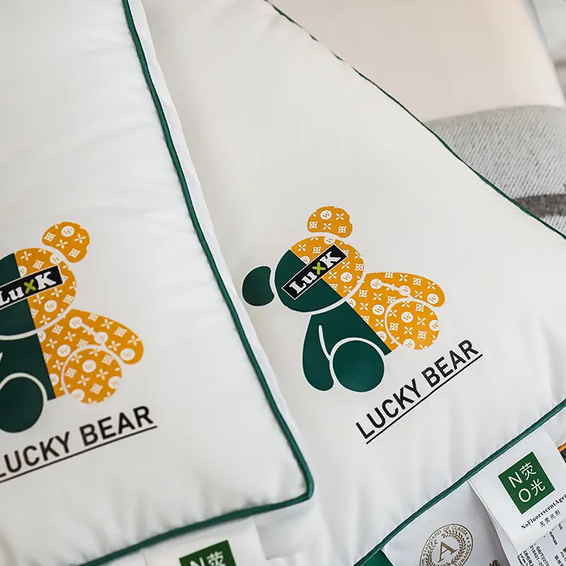 1pc Grade A White 100% Cotton Face Sleeping Pillow,Bear Neck Health Care Pillows for Adults and Kids, 40x60cm Home Bed Pillows
