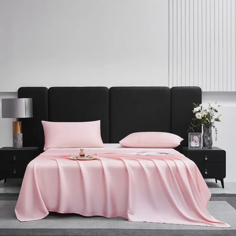 Home Top Sheet,Pink Silky Soft Breathable Lyocell Fiber Flat Sheet,274*259cm*1pc Us King Big Size Gril Bed Linens Four Season