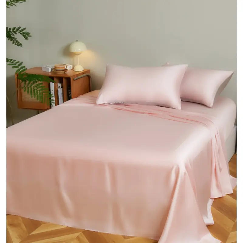 4pcs Plain Grey Sheet Set,Silky Eucalyptus Lyocell Fiber Flat/Top Sheet+Fitted Sheet +Pillowcase,Breathable Cooling Bed Linens