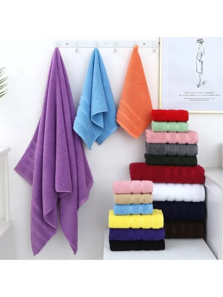 High Quality Solid Bath Towel With Striped,100%Cotton Soft Water Absorbent Beach Spa Bathroom Home Five-Star Hotel Towels 70*140