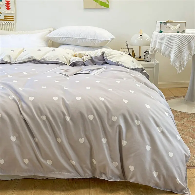 1Pc Duvet Cover 150*200 RU Single Quilt Bag Nordic Style Comforter Covers Grey Heart Printed Home Student Dormitory Bed Linens
