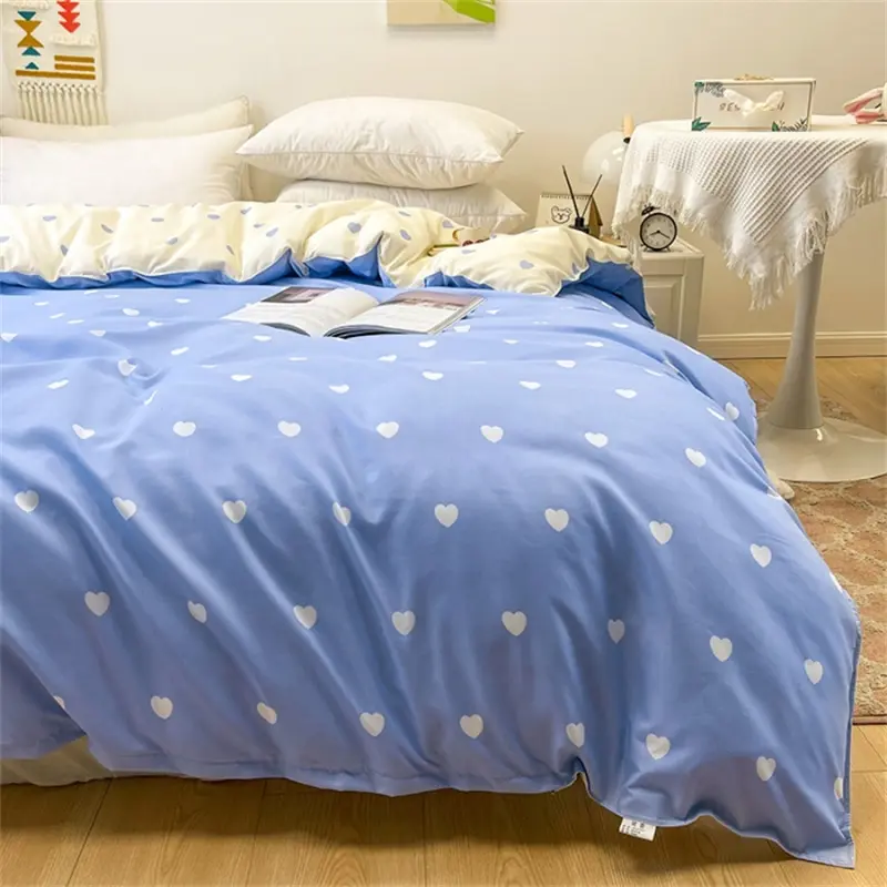 1Pc Duvet Cover 150*200 RU Single Quilt Bag Nordic Style Comforter Covers Grey Heart Printed Home Student Dormitory Bed Linens