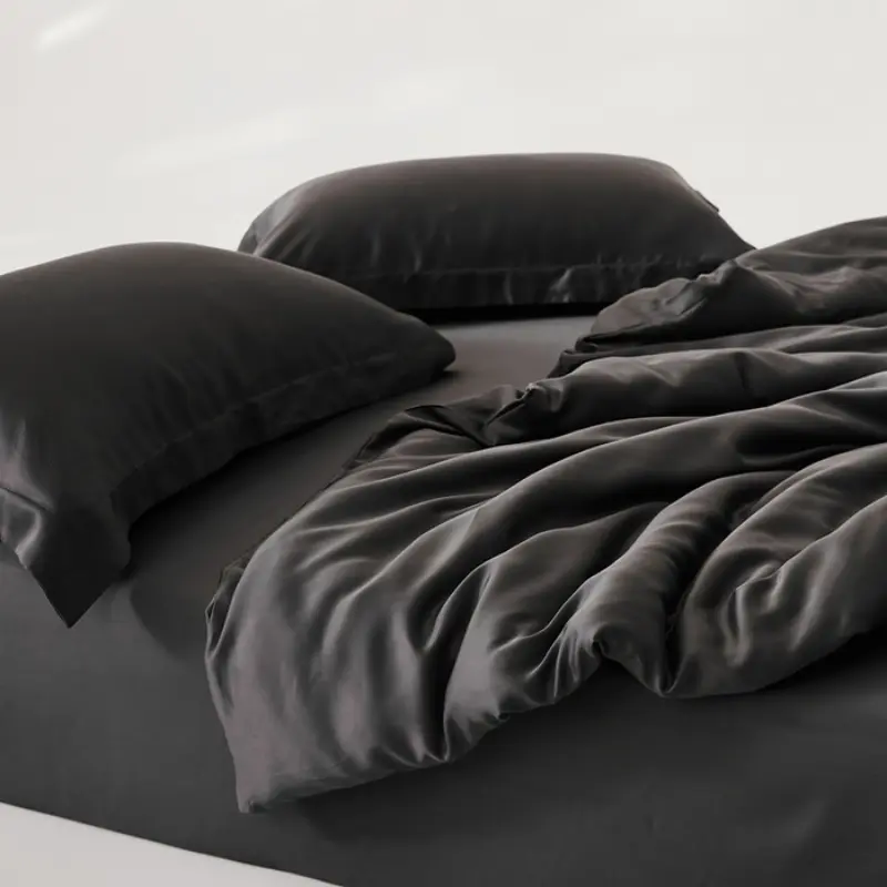 Luxury Black Bamboo Bedding,Shiny Silky Duvet Cover,Summer Cooling Natural Plant Quilt Cover Men Adult Home Textile 200*230*1pc