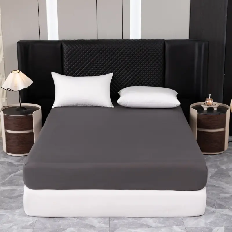 Solid Soft Washed Cotton Fitted Sheet,US King 198*203*45cm,Deep Height,Dark Grey Mattress Cover with Elastic Band Bed Linens