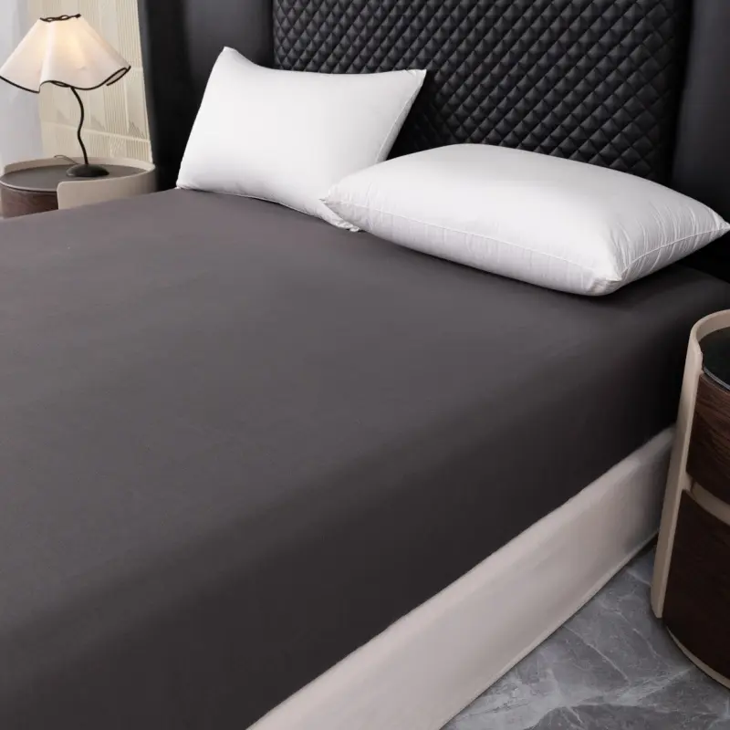 Solid Soft Washed Cotton Fitted Sheet,US King 198*203*45cm,Deep Height,Dark Grey Mattress Cover with Elastic Band Bed Linens