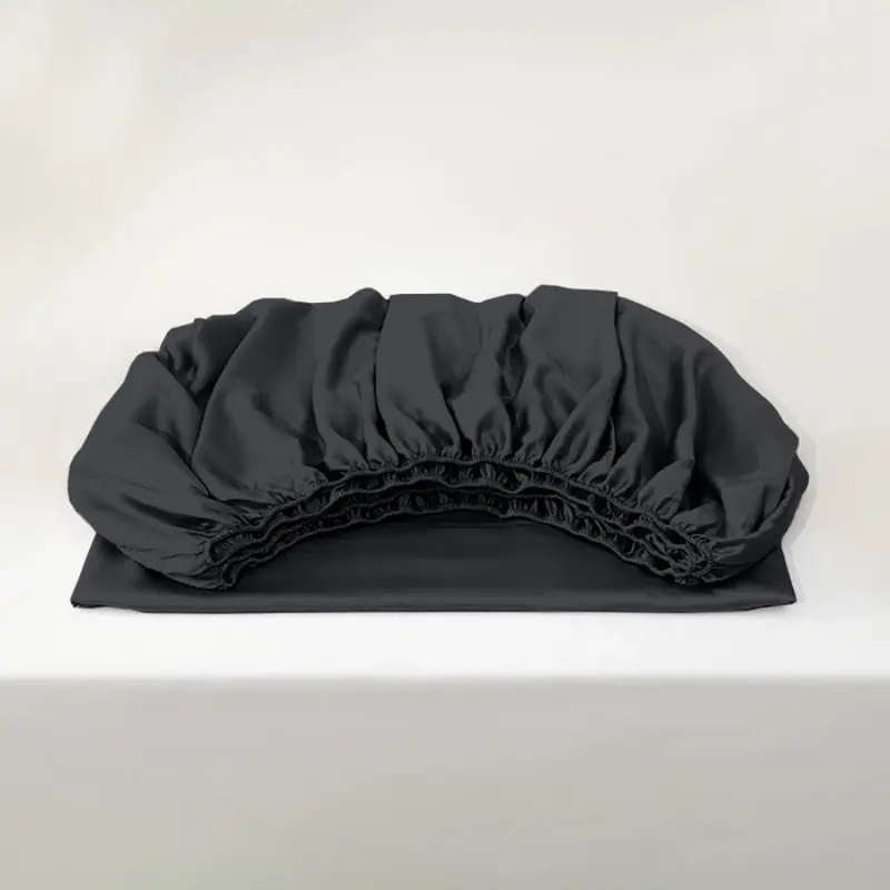 1pc Home Fitted Sheet,Luxury Eucalyptus Lyocell Fiber Queen Mattress Cover,Black Silky Bed Sheets Linens 180*200*1pc