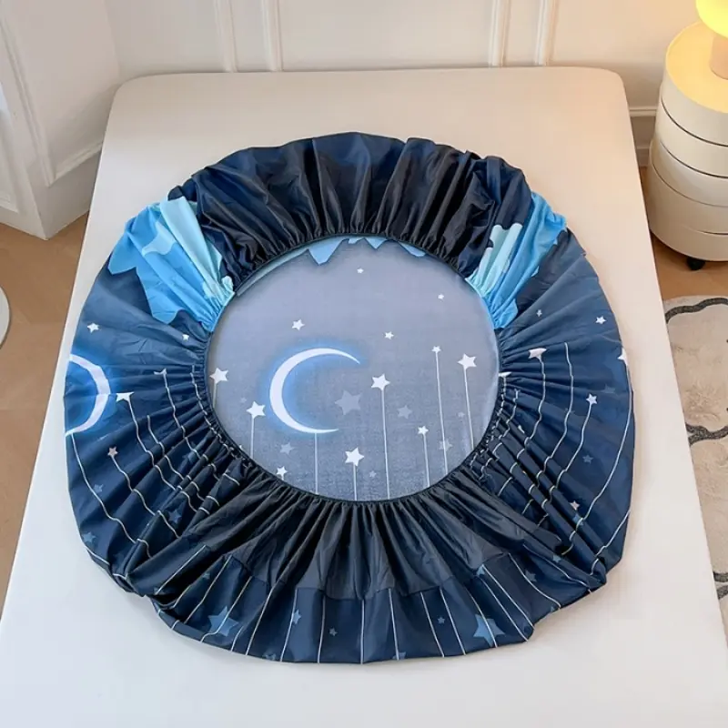 1pc 120*200cm Fitted Sheet,Soft Microfiber,Single Summer Mattress Cover With Elastic Band,Blue Star Moon Man Home Bed Linens