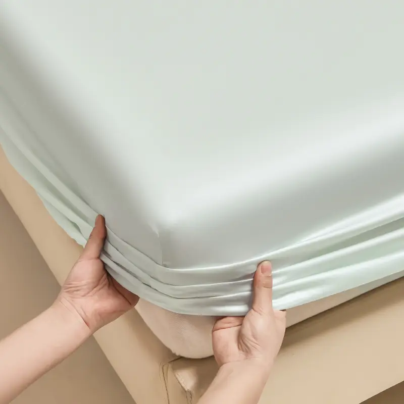 Bamboo Green Fitted Sheet US Size 183*203cm Deep Pocket 40cm Height Mattress Cover 72*80inch Lyocell Fiber 50S Cooing Bedding