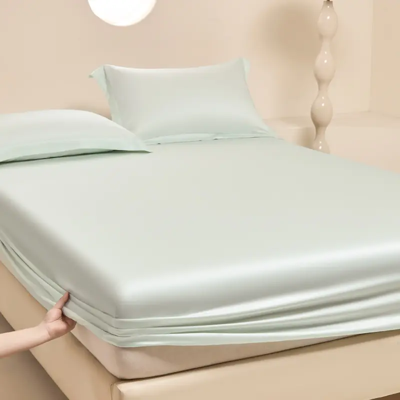 Bamboo Green Fitted Sheet US Size 183*203cm Deep Pocket 40cm Height Mattress Cover 72*80inch Lyocell Fiber 50S Cooing Bedding