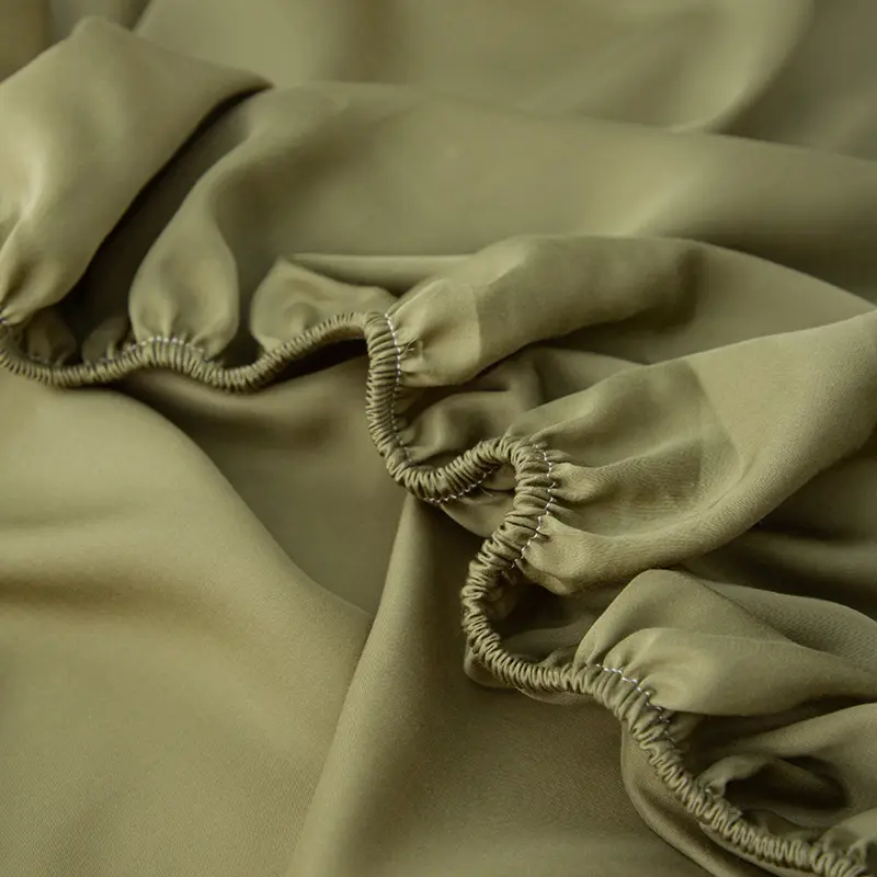 Silky Cooling Fitted Sheet 120*200+30cm Height Olive Green Eucalyptus Fiber Lyocell Fiber Mattress Cover Home Textile Bedspread
