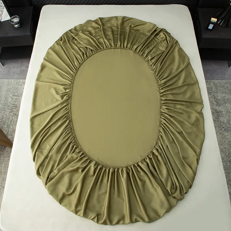 Silky Cooling Fitted Sheet 120*200+30cm Height Olive Green Eucalyptus Fiber Lyocell Fiber Mattress Cover Home Textile Bedspread