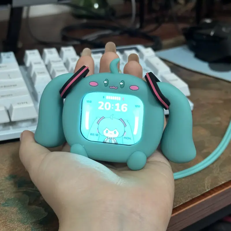 Hatsune Miku Touch Screen Interactive Wireless Bluetooth Anime Peripheral Headset Gift Box Cube Face Lcd Children Toy Gift