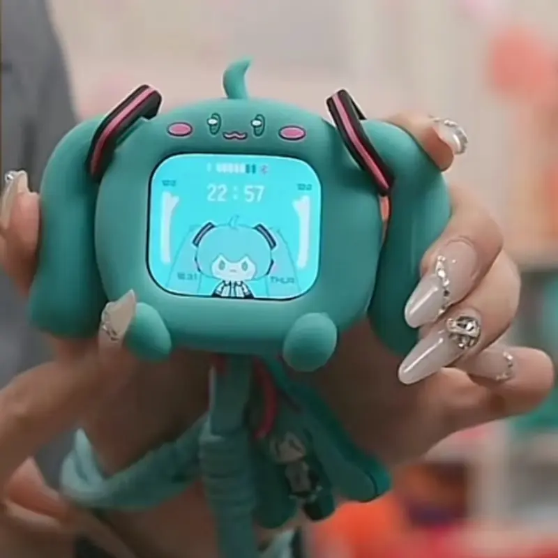 Hatsune Miku Touch Screen Interactive Wireless Bluetooth Anime Peripheral Headset Gift Box Cube Face Lcd Children Toy Gift
