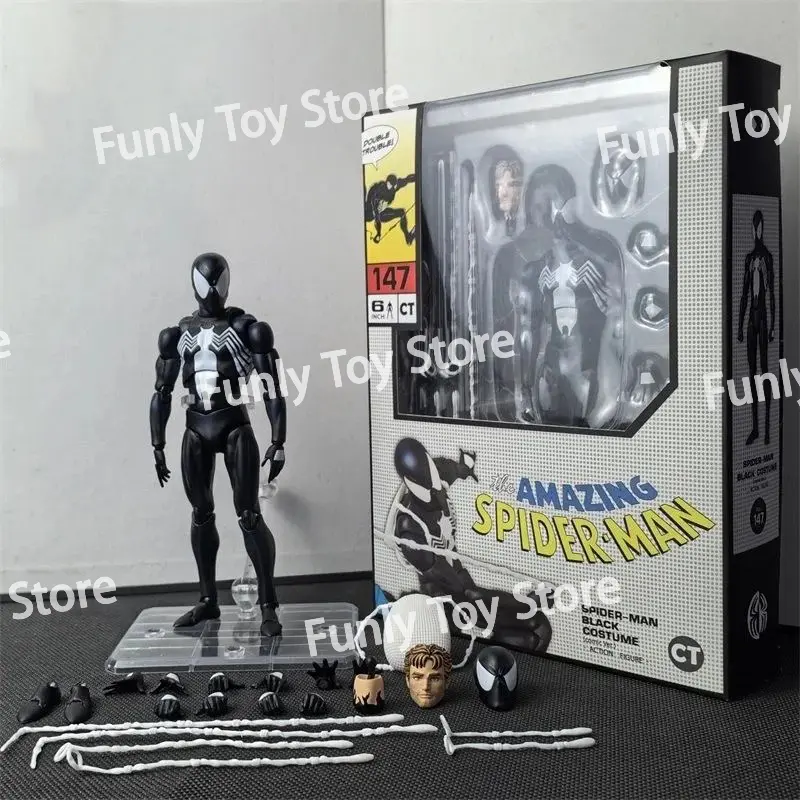 In Stock Ct Toys Spiderman Figure Mafex 147 Symbiotic Black Suit Venom The Amazing Spider-man Anime Action Figure Gifts Toys