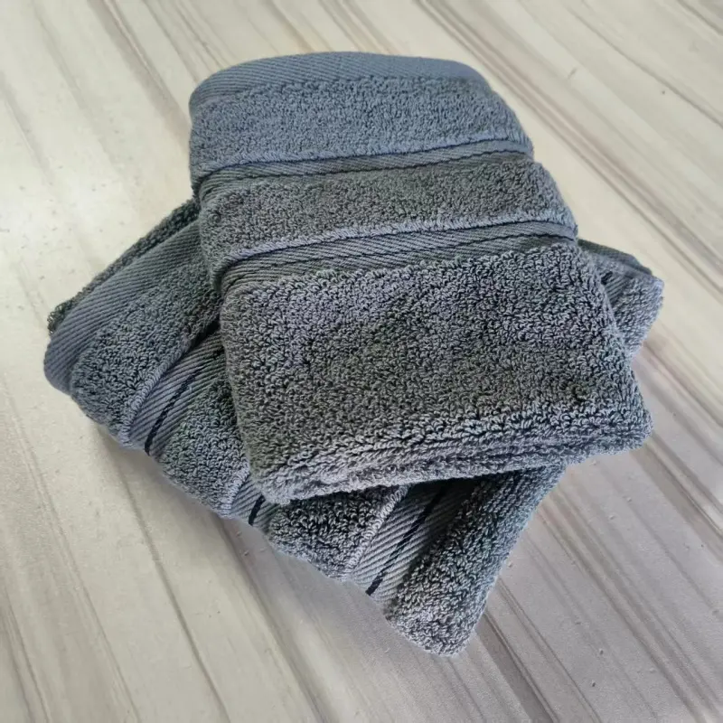 3pcs Dark Green 1 Face+2 Hand Towels,100%Cotton,Stripe Decor, Washcloth For Home Hotel Bathroom Solid Black White Towel Gift