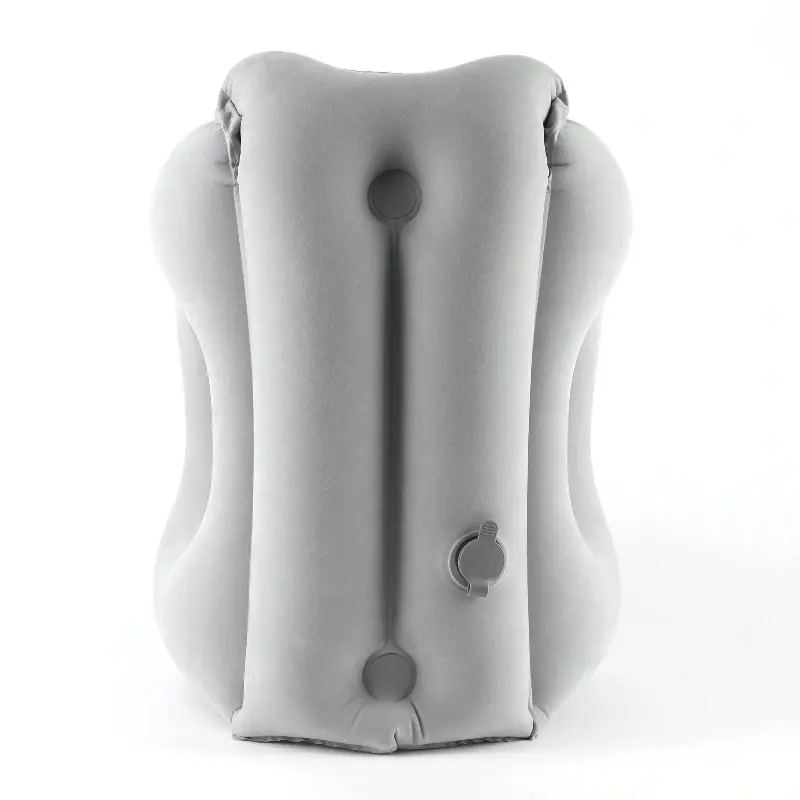 1pc Inflatable Travel Pillow,Grey PVC Portable Headrest,Chin Support,Cushionfor Airplane,Car,Train,Office,Neck Head Nap Pillows,