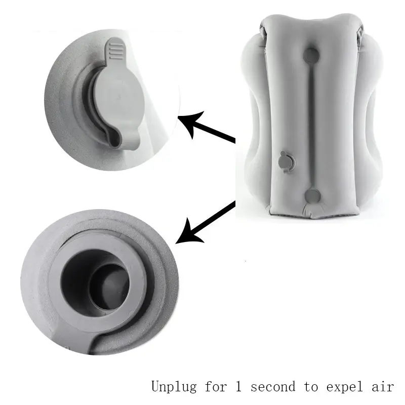 1pc Inflatable Travel Pillow,Grey PVC Portable Headrest,Chin Support,Cushionfor Airplane,Car,Train,Office,Neck Head Nap Pillows,
