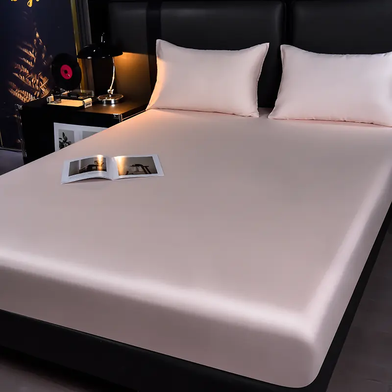 US Full Bedding Fitted Sheet Pink Lyocell Fiber Bed Covers Mattress Cover with Elastic Band Breathable Silky Natural Bedding