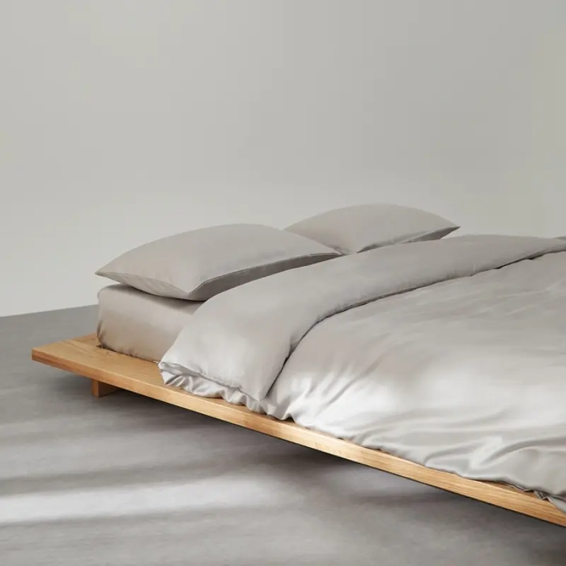 Summer Cool Silky Quilt Cover for Bedroom Apartment,Bamboo Solid Grey Color Fashion Bed Linens,Single 59*79in Duvet Cover 1pc
