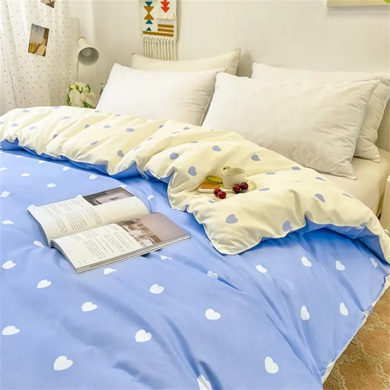 Sky Blue Duvet Cover 150*200 RU Single Bedding Quilt Bag One Person Comforter Cover Stripe Grid Heart Bed Linens