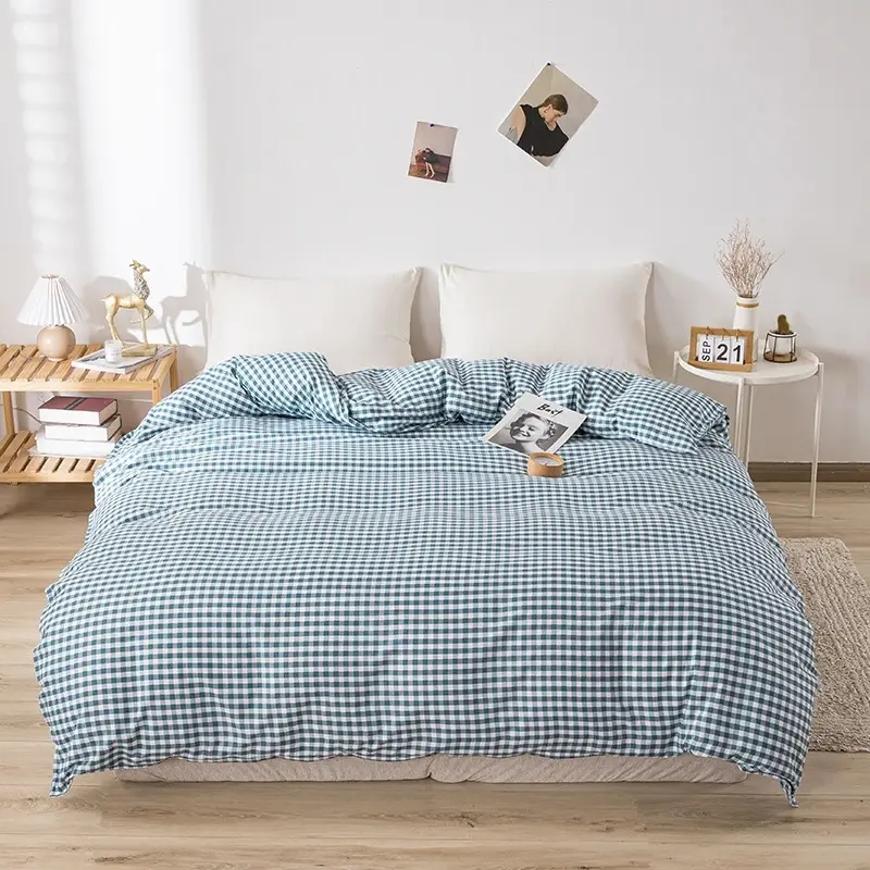 Sky Blue Duvet Cover 150*200 RU Single Bedding Quilt Bag One Person Comforter Cover Stripe Grid Heart Bed Linens