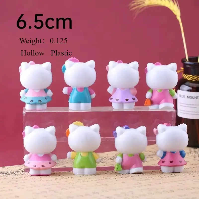 6Pcs/8Pcs Sanrio Figuren Dolls 5cm Hello Kitty Action Figure Cake Decoration Model Desktop Toy Car Decoration Children's Gifts