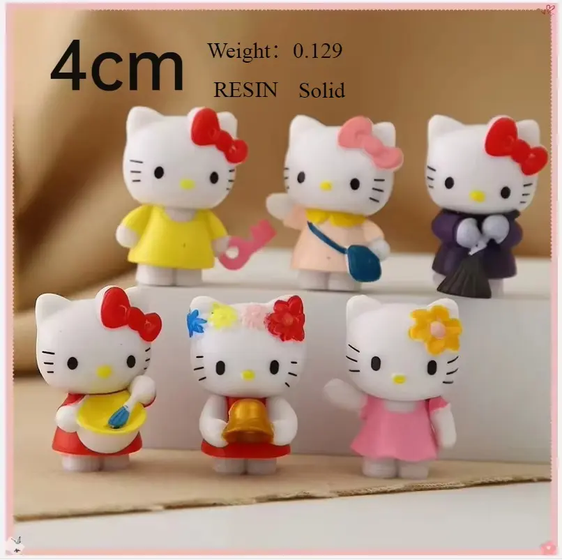 6Pcs/8Pcs Sanrio Figuren Dolls 5cm Hello Kitty Action Figure Cake Decoration Model Desktop Toy Car Decoration Children's Gifts