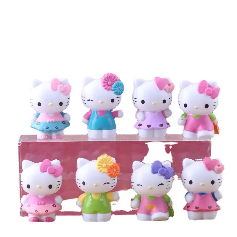 6Pcs/8Pcs Sanrio Figuren Dolls 5cm Hello Kitty Action Figure Cake Decoration Model Desktop Toy Car Decoration Children's Gifts