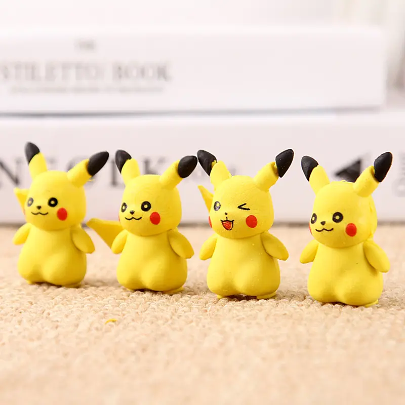 36pcs/box Pokemon Eraser Cartoon Anime Figure Pikachu Student School Stationery Supplies For Child Kawaii 3d Erasers Toys Gift