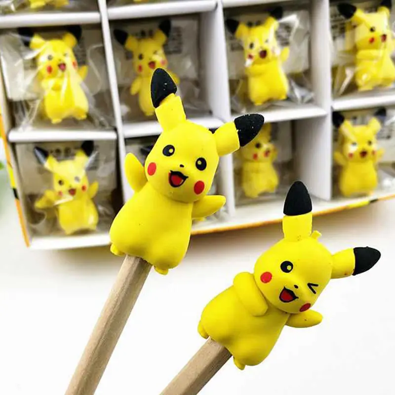 36pcs/box Pokemon Eraser Cartoon Anime Figure Pikachu Student School Stationery Supplies For Child Kawaii 3d Erasers Toys Gift