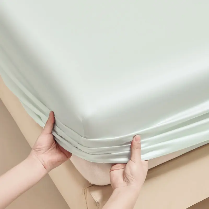 Silky Cooling 40s Lyocell Fiber Fitted Sheet Deep Pocket US King 183*203*40cm Eucalypt Tencel Bedding Mattress Cover