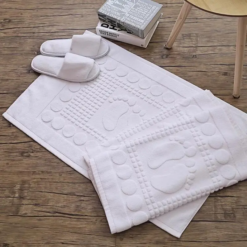 Thicken White Floor Towel For Hotel Home,Foot Bathroom Mat,High Quality 100%Cotton Non-slip Water Uptake Bathtub Towels 50*80cm