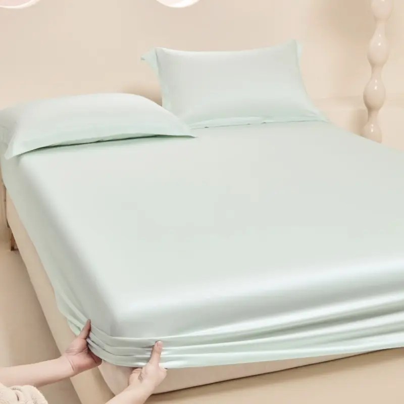 Silky Cooling 40s Lyocell Fiber Fitted Sheet Deep Pocket US King 183*203*40cm Eucalypt Tencel Bedding Mattress Cover