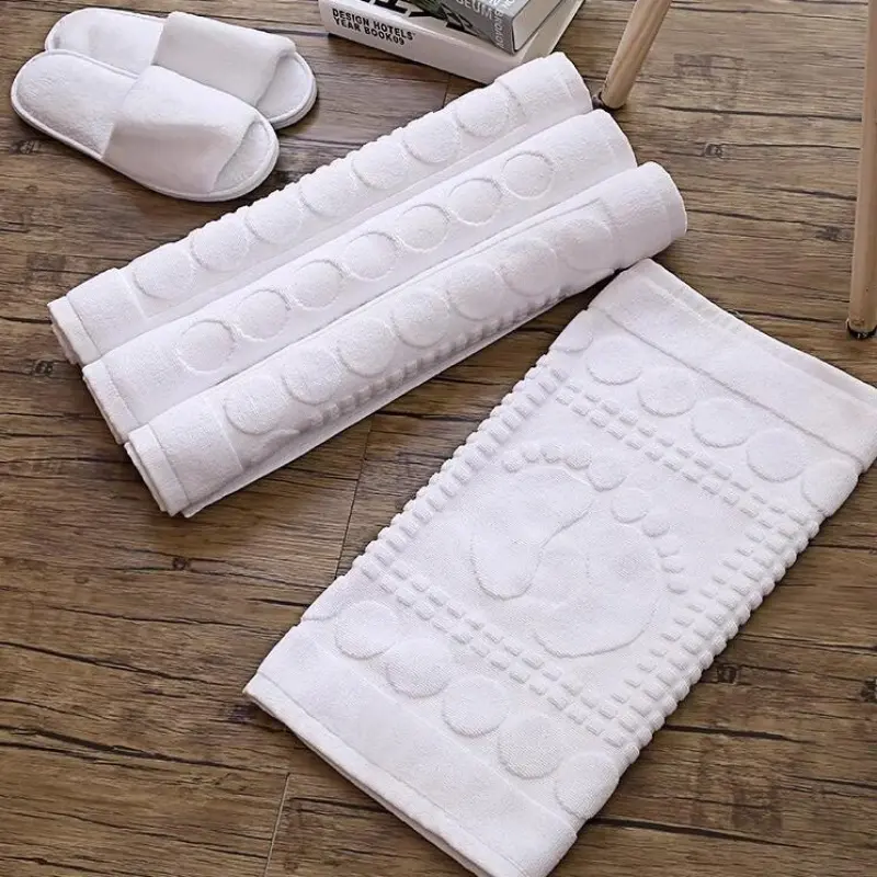 Thicken White Floor Towel For Hotel Home,Foot Bathroom Mat,High Quality 100%Cotton Non-slip Water Uptake Bathtub Towels 50*80cm