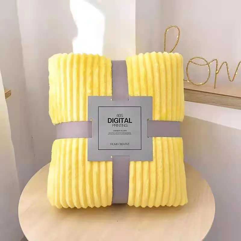 Grey 70*100cm Blankets,Solid Stripe,Soft Fluffy Flannel Knee Cover Mulitpurpose Little Blankets For Kids Audlt Office Home Car