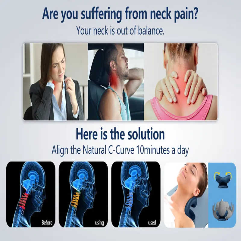 Neck Shoulder Stretcher Relaxer Cervical Chiropractic Traction Device Massage Pillow for Pain Relief Cervical Spine Alignment
