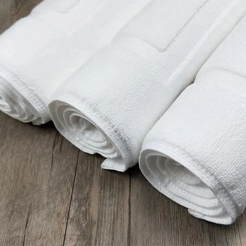 Thick Jacquard Floor Towel, 100% Cotton, Non-Slip, Water Absorption, White, SPA, Bathroom Mat, Hotel, Home, Grey Bath Mats