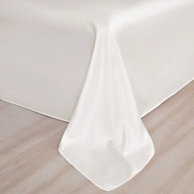 1pc Summer Cooling Top Sheet,Shiny Silky White Flat Sheet,Lyocell Bamboo Fiber Cold Bed Linens Mattress Cover,US queen 90*102in